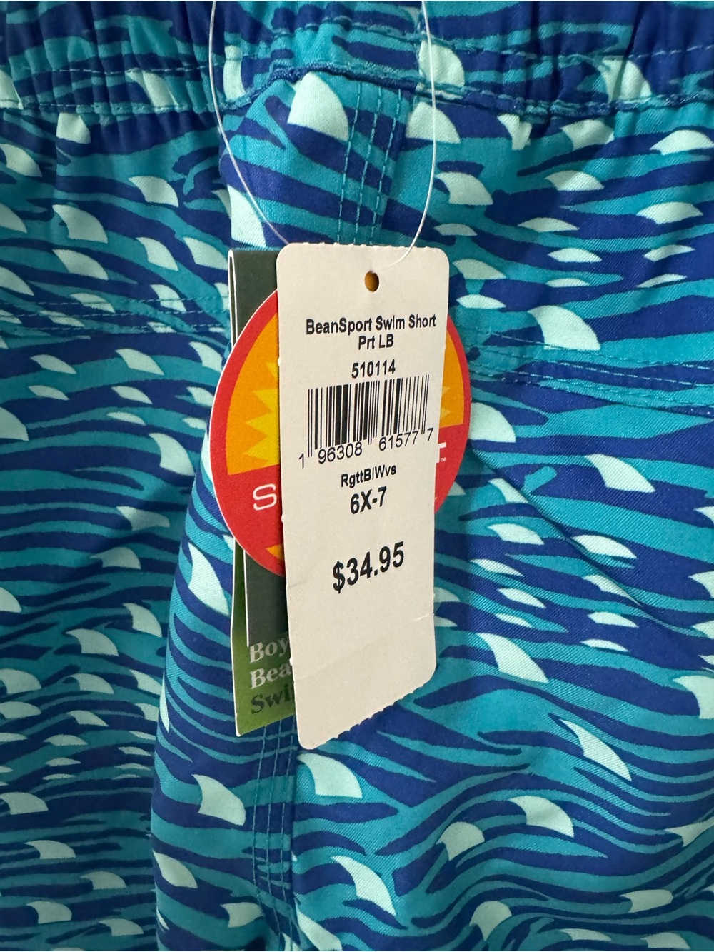 L.L. Bean Boys' Blue & Aqua Wave-Print Swim Trunks